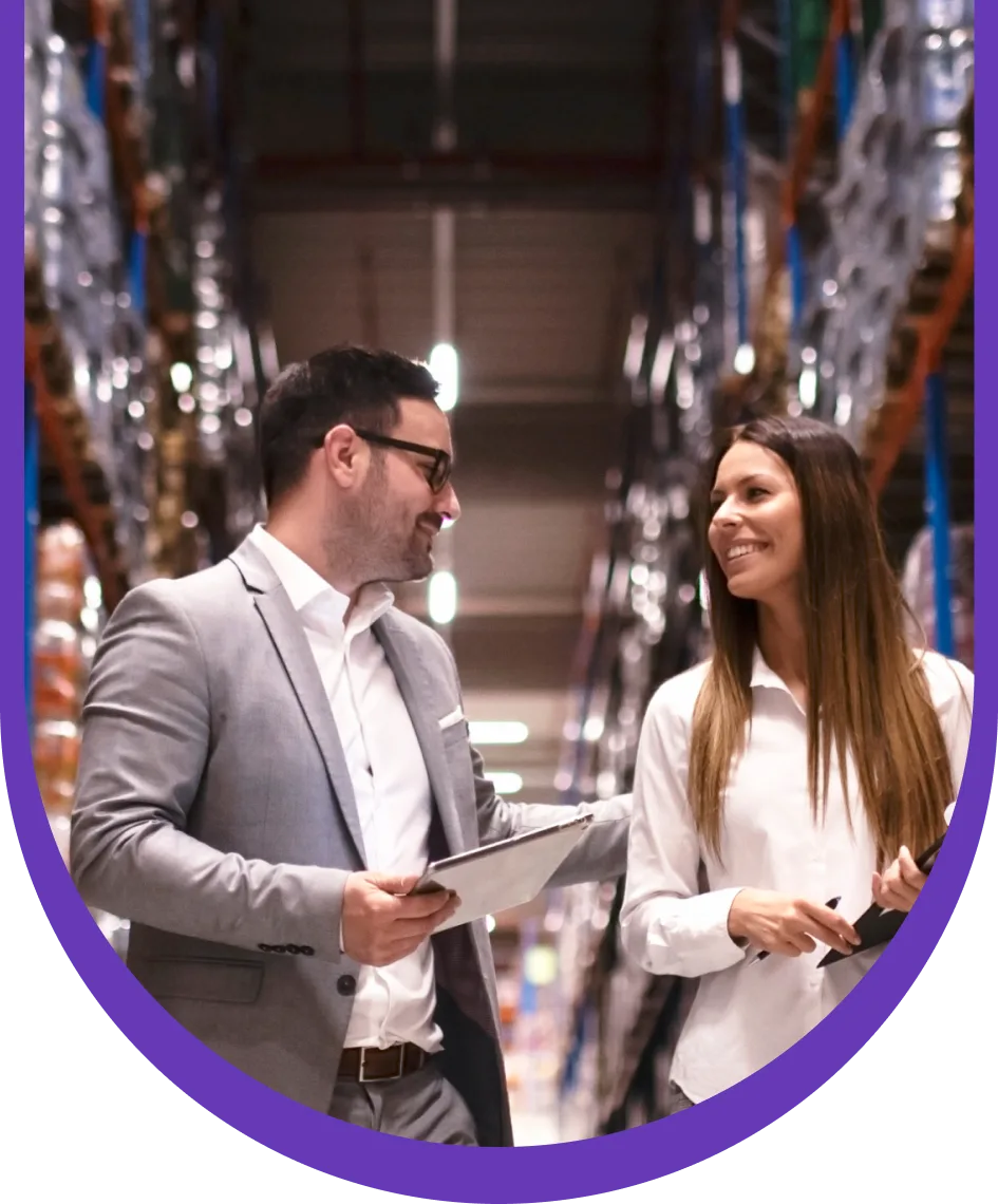 Mobile app screen showing a GRN cart and product details with a worker scanning boxes