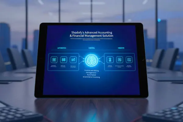 Mobile app showing restoke invoices, surrounded by macarons and accounting branding (myob)