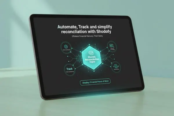 Mobile app showing restoke invoices, surrounded by macarons and accounting branding (myob)
